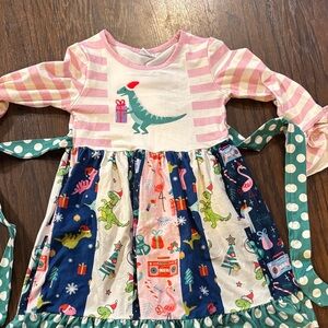Girls' Dinosaur Christmas Dress